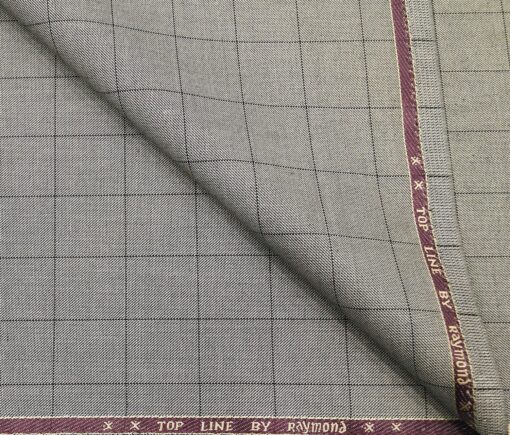 Raymond Men's Poly Viscose Unstitched Structured Cum Black Checks Suiting Fabric (Light Grey)