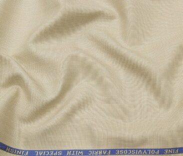 Raymond Men's Poly Viscose Unstitched Self Checks Suiting Fabric (Beige)