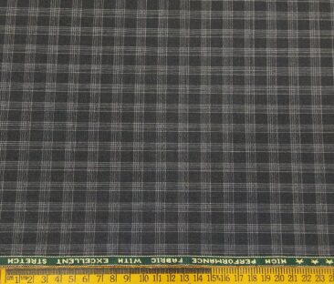 Raymond Men's Poly Viscose Unstitched Checks Techno Stretch Suiting Fabric (Dark Grey)