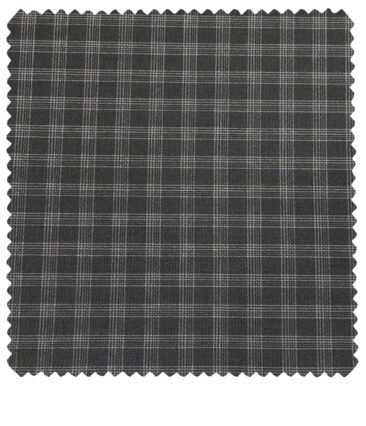 Raymond Men's Poly Viscose Unstitched Checks Techno Stretch Suiting Fabric (Dark Grey)
