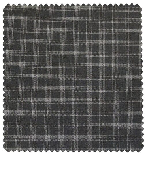 Raymond Men's Poly Viscose Unstitched Checks Techno Stretch Suiting Fabric (Dark Grey)