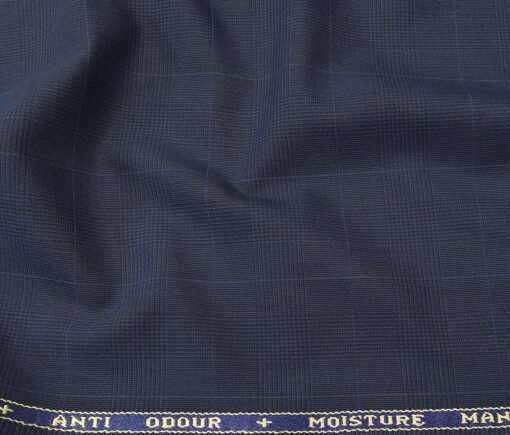 Raymond Men's Poly Viscose Unstitched Self Checks Techno Stretch Suiting Fabric (Dark Grey)