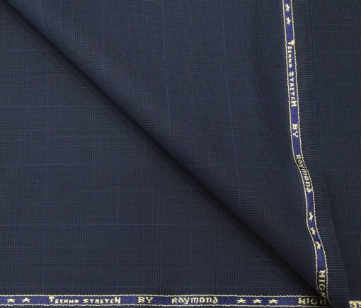 Raymond Men's Poly Viscose Unstitched Self Checks Techno Stretch Suiting Fabric (Dark Grey)