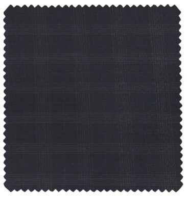 Raymond Men's Poly Viscose Unstitched Self Checks Techno Stretch Suiting Fabric (Dark Blue)