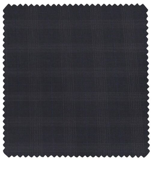 Raymond Men's Poly Viscose Unstitched Self Checks Techno Stretch Suiting Fabric (Dark Blue)