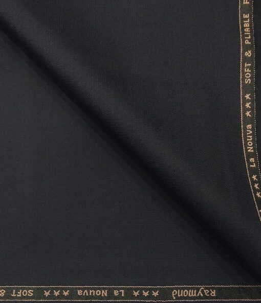 Raymond Men's Poly Viscose Unstitched Self Checks Suiting Fabric (Dark Navy Blue)