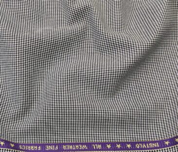 Raymond Men's Poly Viscose Unstitched Houndshooth Weave Suiting Fabric (Light Grey)
