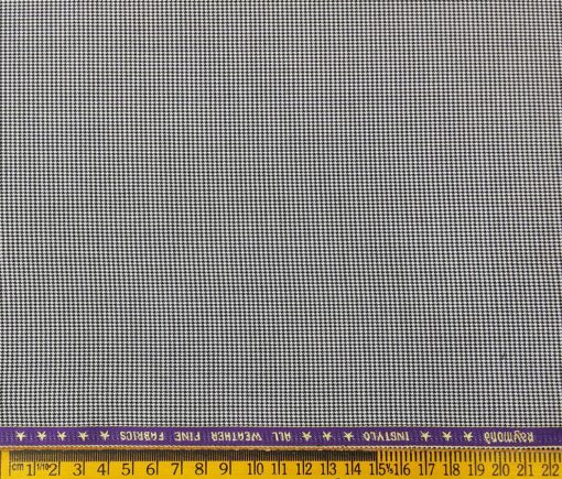 Raymond Men's Poly Viscose Unstitched Houndshooth Weave Suiting Fabric (Light Grey)