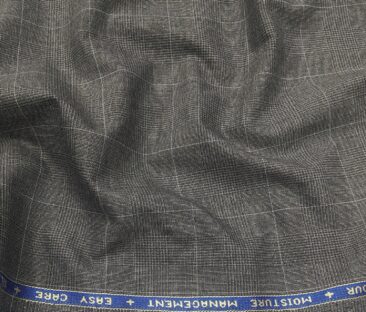 Raymond Men's Poly Viscose Unstitched Self Checks Techno Stretch Suiting Fabric (Light Worsted Grey)