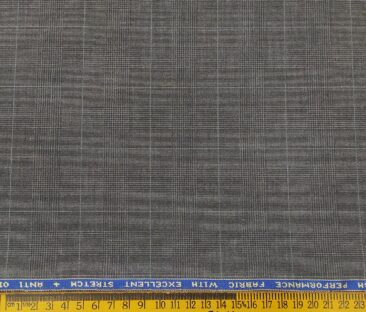 Raymond Men's Poly Viscose Unstitched Self Checks Techno Stretch Suiting Fabric (Light Worsted Grey)