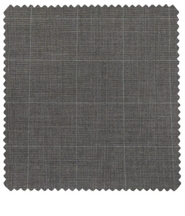 Raymond Men's Poly Viscose Unstitched Self Checks Techno Stretch Suiting Fabric (Light Worsted Grey)