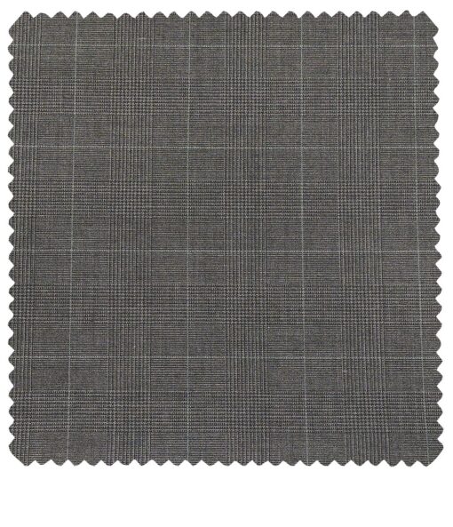 Raymond Men's Poly Viscose Unstitched Self Checks Techno Stretch Suiting Fabric (Light Worsted Grey)