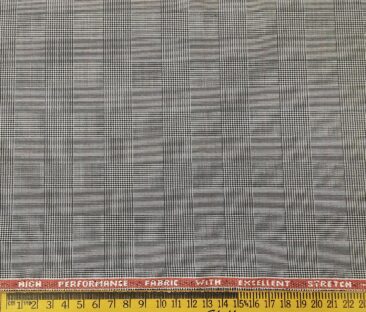 Raymond Men's Poly Viscose Unstitched Houndstooth Cum Checks Techno Stretch Suiting Fabric (Light Grey)