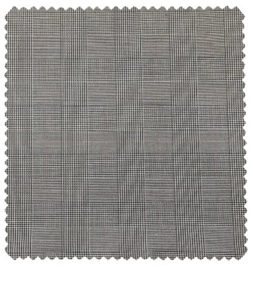 Raymond Men's Poly Viscose Unstitched Houndstooth Cum Checks Techno Stretch Suiting Fabric (Light Grey)