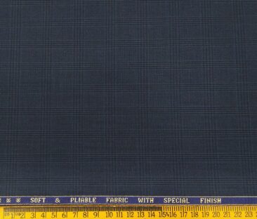 Raymond Men's Poly Viscose Unstitched Self Checks Suiting Fabric (Dark Aegean Blue)