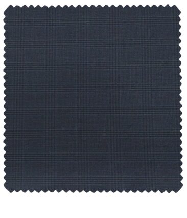 Raymond Men's Poly Viscose Unstitched Self Checks Suiting Fabric (Dark Aegean Blue)