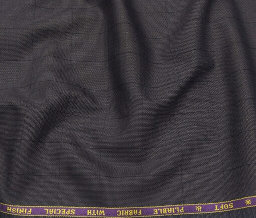 Raymond Men's Poly Viscose Unstitched Structured cum Checks Suiting Fabric (Dark Purple)