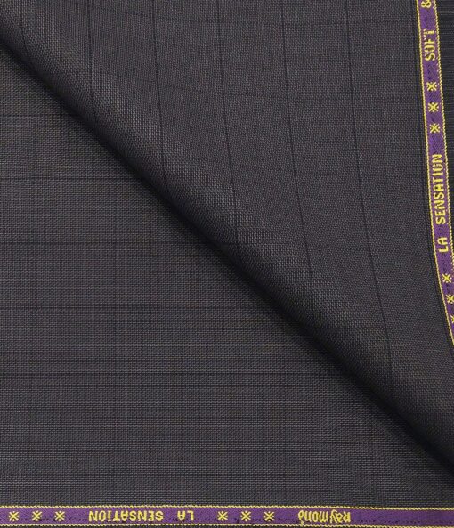 Raymond Men's Poly Viscose Unstitched Structured cum Checks Suiting Fabric (Dark Purple)