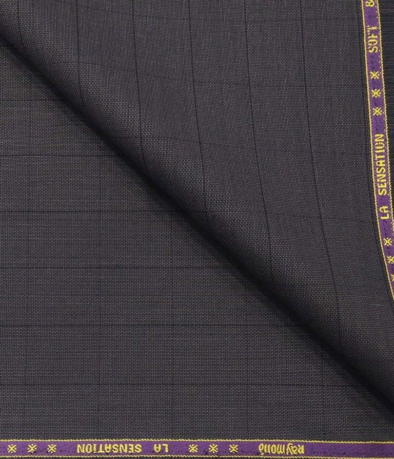 Raymond Men's Poly Viscose Unstitched Structured cum Checks Suiting Fabric (Dark Purple)