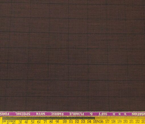 Raymond Men's Poly Viscose Unstitched Structured cum Checks Suiting Fabric (Hickory Red)