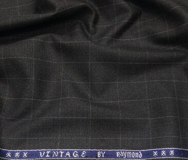 Raymond Men's Poly Viscose Unstitched Checks Suiting Fabric (Blackish Grey)