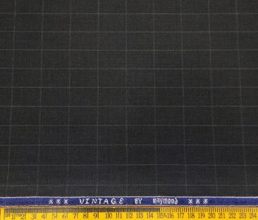 Raymond Men's Poly Viscose Unstitched Checks Suiting Fabric (Blackish Grey)