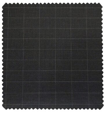 Raymond Men's Poly Viscose Unstitched Checks Suiting Fabric (Blackish Grey)