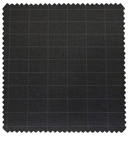 Raymond Men's Poly Viscose Unstitched Checks Suiting Fabric (Blackish Grey)