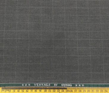 Raymond Men's Poly Viscose Unstitched Self Checks Suiting Fabric (Worsted Grey)