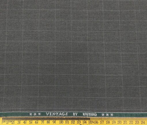 Raymond Men's Poly Viscose Unstitched Self Checks Suiting Fabric (Worsted Grey)