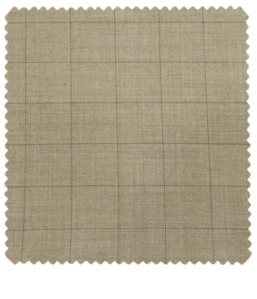 Raymond Men's Poly Wool Unstitched Checks Suiting Fabric (Light Beigish Brown)