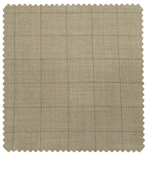 Raymond Men's Poly Wool Unstitched Checks Suiting Fabric (Light Beigish Brown)