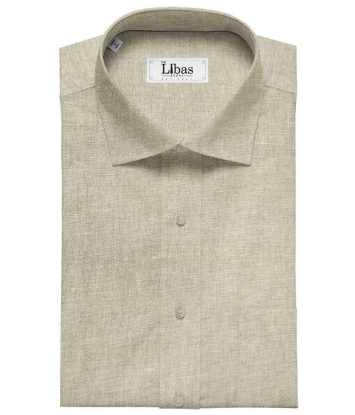 Linen Club Men's Linen Self Design Unstitched Shirting Fabric (Tan Beige)