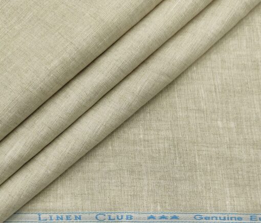 Linen Club Men's Linen Self Design Unstitched Shirting Fabric (Tan Beige)