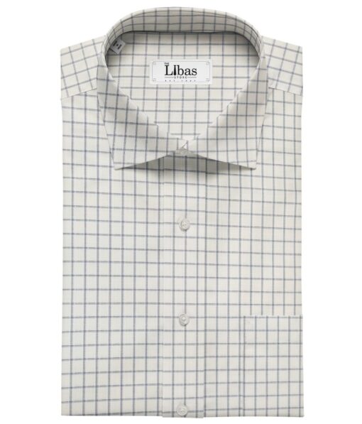 Arvind Men's Poly Cotton Checks 1.60 Meter Unstitched Shirt Fabric (White)