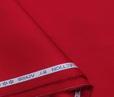 Arvind Men's Cotton Solids Satin 1.60 Meter Unstitched Shirt Fabric (Berry Red)