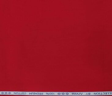 Arvind Men's Cotton Solids Satin 1.60 Meter Unstitched Shirt Fabric (Berry Red)