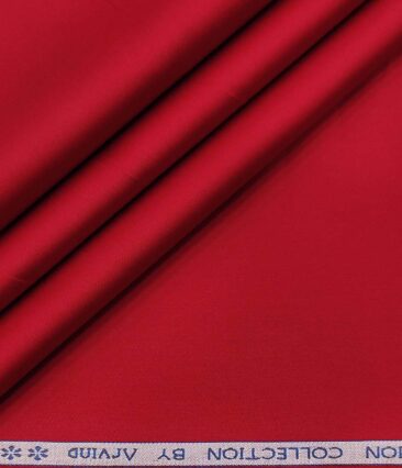Arvind Men's Cotton Solids Satin 1.60 Meter Unstitched Shirt Fabric (Berry Red)