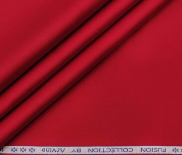Arvind Men's Cotton Solids Satin 1.60 Meter Unstitched Shirt Fabric (Berry Red)