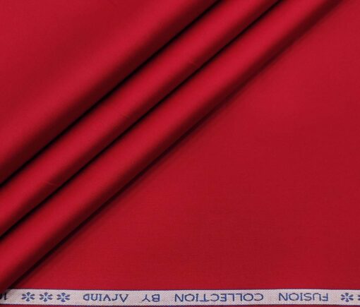 Arvind Men's Cotton Solids Satin 1.60 Meter Unstitched Shirt Fabric (Berry Red)