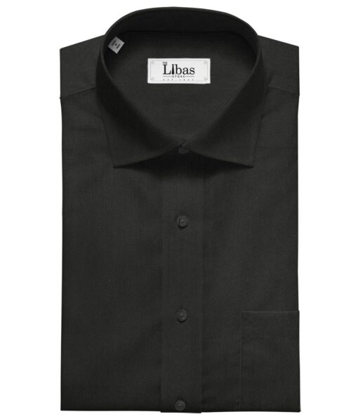 Arvind Men's Cotton Solids Satin 1.60 Meter Unstitched Shirt Fabric (Black)