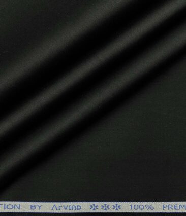Arvind Men's Cotton Solids Satin 1.60 Meter Unstitched Shirt Fabric (Black)