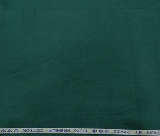 Arvind Men's Cotton Solids Satin 1.60 Meter Unstitched Shirt Fabric (Dark Sea Green)