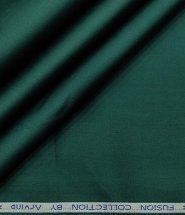 Arvind Men's Cotton Solids Satin 1.60 Meter Unstitched Shirt Fabric (Dark Sea Green)