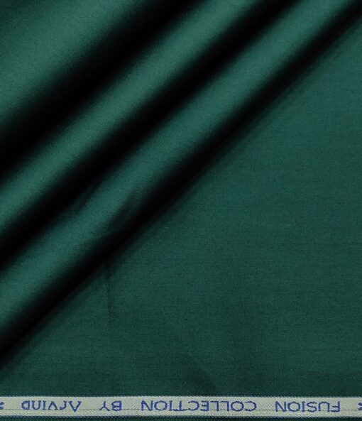 Arvind Men's Cotton Solids Satin 1.60 Meter Unstitched Shirt Fabric (Dark Sea Green)