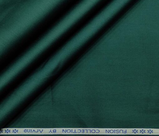 Arvind Men's Cotton Solids Satin 1.60 Meter Unstitched Shirt Fabric (Dark Sea Green)