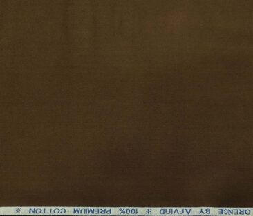 Arvind Men's Cotton Solids Satin 1.60 Meter Unstitched Shirt Fabric (Dark Walnut Brown)