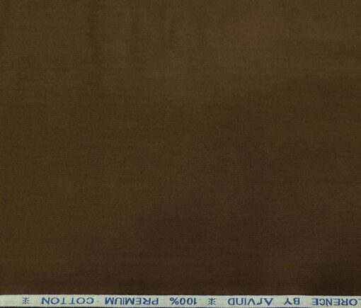 Arvind Men's Cotton Solids Satin 1.60 Meter Unstitched Shirt Fabric (Dark Walnut Brown)