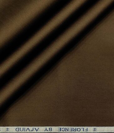 Arvind Men's Cotton Solids Satin 1.60 Meter Unstitched Shirt Fabric (Dark Walnut Brown)