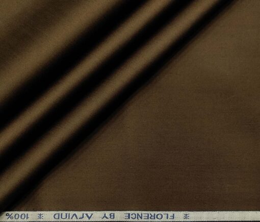 Arvind Men's Cotton Solids Satin 1.60 Meter Unstitched Shirt Fabric (Dark Walnut Brown)